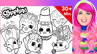 Coloring Shopkins GIANT Coloring Pages  Kooky Cookie Poppy Corn Lippy Lips  30 Minutes Coloring [upl. by Yvad]