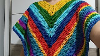 LEFT HAND Crochet PONCHO tutorial Crochet PONCHO  Easy Fast [upl. by Amadas370]