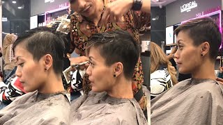 Trimming Pixie Haircut in Hair Salon fast video [upl. by Yesdnik158]