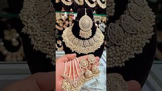 ￼Golden Pearl Drops Bridal Set polkijewellery fashion adjewellery kundanjewellery luxury [upl. by Nnahgem]