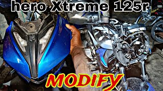 Hero Xtreme 125r modify🥶 lighting sticker modify new Hero Xtreme headlight modify 😱 trending herox [upl. by Okemak]