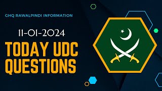 UDC Paper GHQ Rawalpindi 11012024 UDC today all Shift Questions  Imp Questions oF UDC UDC GHQ [upl. by Fanchan584]