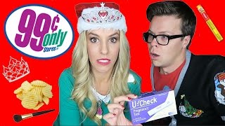 99CENT STORE GIFT CHALLENGE w Rebecca Zamolo and MattSlays [upl. by Netty159]