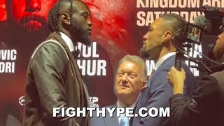 DEONTAY WILDER STEPS TO JOSEPH PARKER amp STARES HIM DOWN DURING INTENSE FACE OFF [upl. by Suravart]