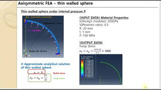 Abaqus FEA  Axisymmetric model of thin walled sphere pressure vessel problem [upl. by Nur]