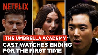 The Umbrella Academy Cast Watches the Ending For the First Time  Unlocked  Netflix Geeked [upl. by Kornher]