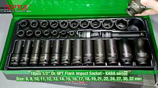 TOPTUL 32PCS 12quot DR Flank Impact Socket Set GDAD3201 [upl. by Novart]