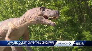 Jurassic Quest drivethru dinosaurs at Star Lake [upl. by Bailar]