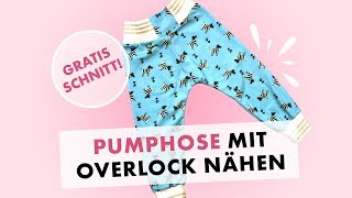 Babyhose aus Jersey an der Overlock nähen  mit gratis Schnitt [upl. by Margaret16]