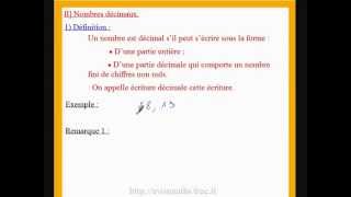 6eme cours de maths et exos sur les nombres decimaux  définition et zéros inutiles [upl. by Pollux]