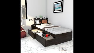 Studio Kook Tribe Single Bed with Headboard Storage Installation [upl. by Akla574]