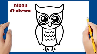 Comment dessiner un hibou facile  Apprendre à dessiner un hiboux  Dessin Halloween [upl. by Dekow424]