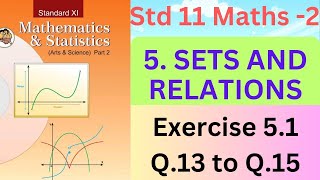 Exercise 51 Class 11th Chapter 5Sets amp Relations Question 13 to 15 Maths 2  Maharashtra Board [upl. by Jasmine255]