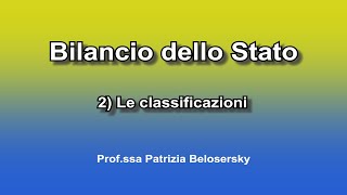 Bilancio dello Stato 2 Le classificazioni [upl. by Akinod518]