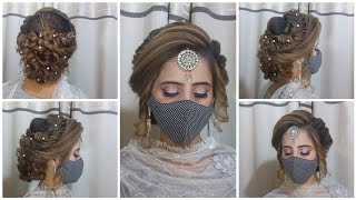 How to make new hairstyle for girls  Bridal hairstyle step by step  bun hairstyle for wedding [upl. by Ahsima]