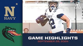 Game Highlights Navy vs UAB September 29 2024 [upl. by Darcee536]