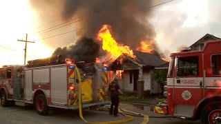 Firefighters battling large fire in New Orleans Hollygrove neighborhood [upl. by Boni221]