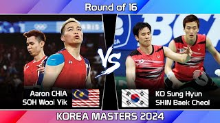 Aaron CHIA SOH Wooi Yik vs KO Sung Hyun SHIN Baek Cheol  Korea Masters 2024 Badminton [upl. by Ines]