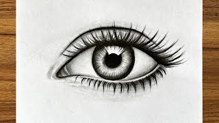 How to draw a realistic drawing  Easiest eye drawing tutorial  Easy drawings step by step [upl. by Columba]