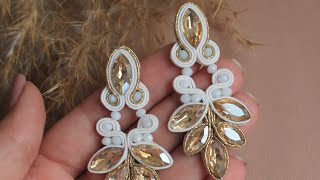 White Gold Crystals Soutache Bridal Earrings [upl. by Atsyrk]