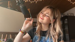 ASMR  Lets try different art mediums painting drawing coloring mic brushing [upl. by Eneleahcim]