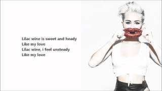 Miley Cyrus  Lilac Wine \ Lyrics On A Screen [upl. by Ahsinauj]