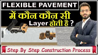 Flexible Pavement Construction Process  Road Construction process  By CivilGuruji [upl. by Junie]