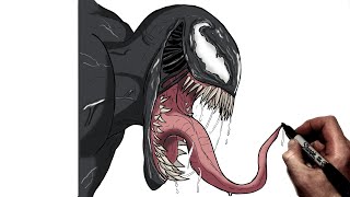 How To Draw Venom Side  Step By Step  Marvel [upl. by Petuu]