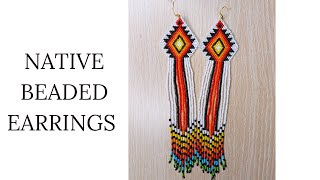 Extra long native beaded earrings tutorial [upl. by Retrop]