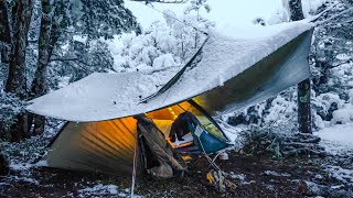 Winter Camping In Heavy Snow Fall  SNOW and Heavy Rain Storm [upl. by Rycca]