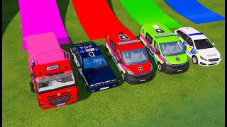 Double Flatbed Trailer Truck vs Speedbumps Train vs Cars  Tractor vs Train BeamngDrive 050 [upl. by Adeline]