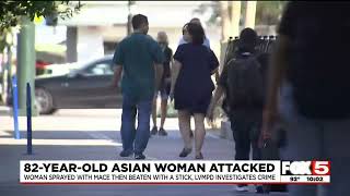 82yearold Asian woman sprayed with mace beaten with stick in downtown Las Vegas [upl. by Scrivens]