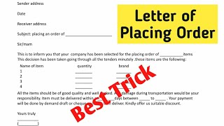 letter of order class 10 term 2  Placing Order letter  letter of placing Order trick  class 11 [upl. by Gilman]