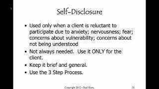 211 Counselling Lesson 9 SelfDisclosure [upl. by Nettle]