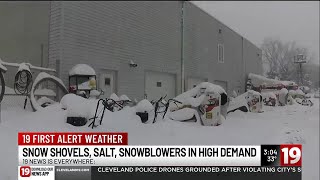 Snow shovels salt and snow blowers in high demand [upl. by Korry576]