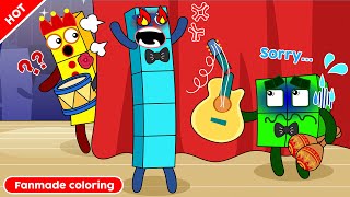 NB 4 Accidentally Broke NB5s Guitar  Numberblocks Fanmade Coloring Story [upl. by Ideih]