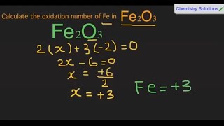 How to calculate the oxidation number of Fe in Fe2O3 IronIII oxide [upl. by Nomolos127]