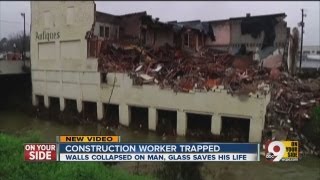 Man survies after construction collapse [upl. by Koziara]