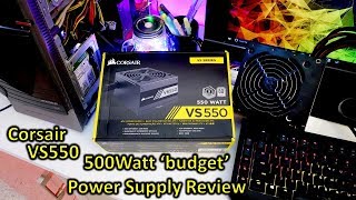 Corsair VS550 550Watt power supply review how many connectors cables and testing new model [upl. by Eirbua118]