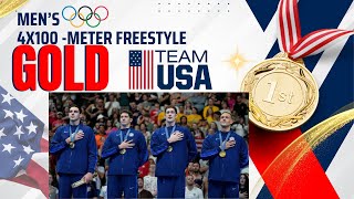 US Wins First Gold at Men’s 4×100Meters Freestyle Relay at 2024 Paris Olympics [upl. by Memory]