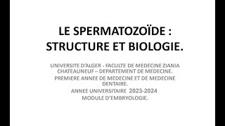 La spermatozoïde  structure et biologie une très bonne explication pour la première année médecine [upl. by Etnomal821]