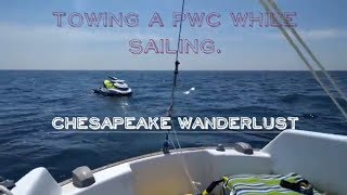 Towing a Sea Doo PWC Behind a Sailboat While Sailing [upl. by Goodson]