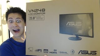 Asus VN248HP Monitor Review Unboxing 238quot 5ms GTG 2 HDMI LED Backlight LCD Monitor IPS [upl. by Pittman]