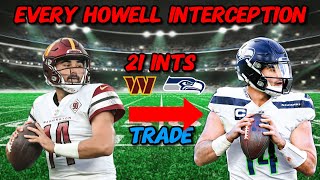 Every Sam Howell INTERCEPTION in the 202324 NFL Season MOST IN THE LEAGUE [upl. by Annaitat]