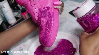 HOW TO REMOVE ANGELUS PAINT FROM AF1S  CUSTOM GLITTER 10TH BIRTHDAY SHOES FOR MY DAUGTER 💞 [upl. by Lyrak]