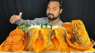 HUGE SPICY BIG FISH CURRY BIG FISH HEAD CURRY SPINACH FISH GRAVY RICE MUKBANG ASMR EATING SHOW [upl. by Jacquelin]