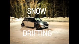 Drifting the Mini Cooper in the Snow [upl. by Odranar]