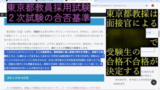 教員採用試験対策 二次試験の合否基準【東京都公立学校教員採用候補者選考】 [upl. by Lefton342]