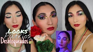 Maquillaje Patrio 🇲🇽 ideas 💡  Delineadores que brillan en la oscuridad  Glitter  Piedritas 🤩😱 [upl. by Ahsanat842]