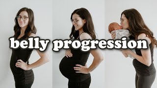 PREGNANT BELLY PROGRESSION  Week by Week Transformation [upl. by Latsirhc]